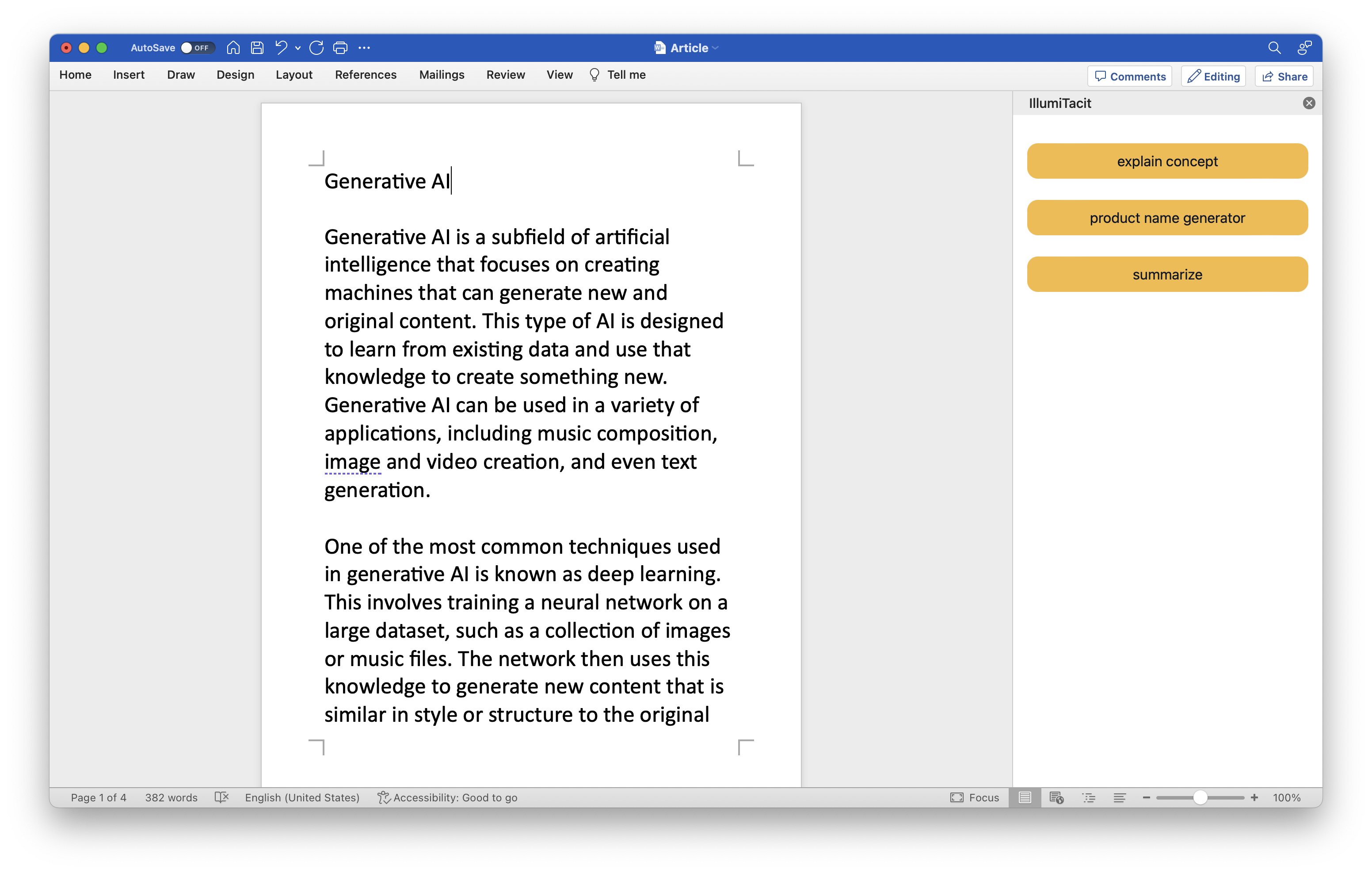 illumitacit can be embedded in ms word with ease.